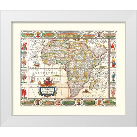 Africa - Visscher White Modern Wood Framed Art Print by Visscher