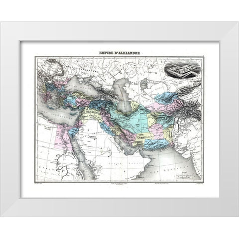 Alexander the Great Empire Europe Asia - Lacoste White Modern Wood Framed Art Print by Lacoste