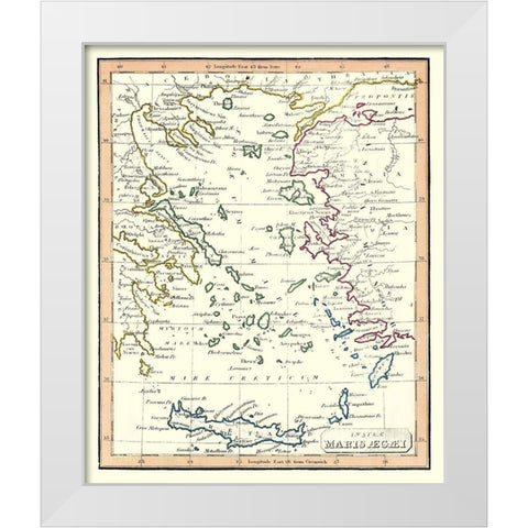 Aegean Islands Europe - Fenner 1830 White Modern Wood Framed Art Print by Fenner