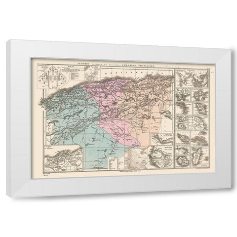 Algeria French Colonies Africa - Drioux 1882 White Modern Wood Framed Art Print by Drioux