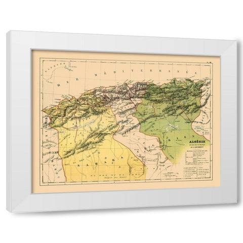 Algeria Africa - Cortambert 1880 White Modern Wood Framed Art Print by Cortambert