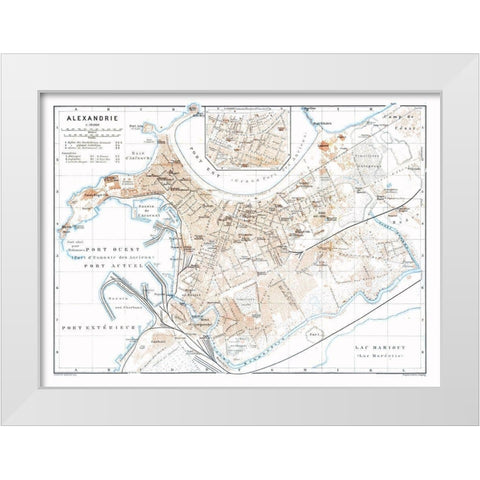 Alexandria Egypt - Baedeker 1913 White Modern Wood Framed Art Print by Baedeker