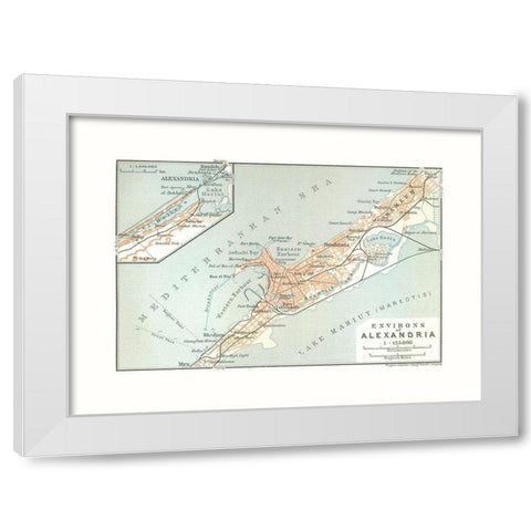 Alexandria Environs Egypt - Baedeker 1913 White Modern Wood Framed Art Print by Baedeker