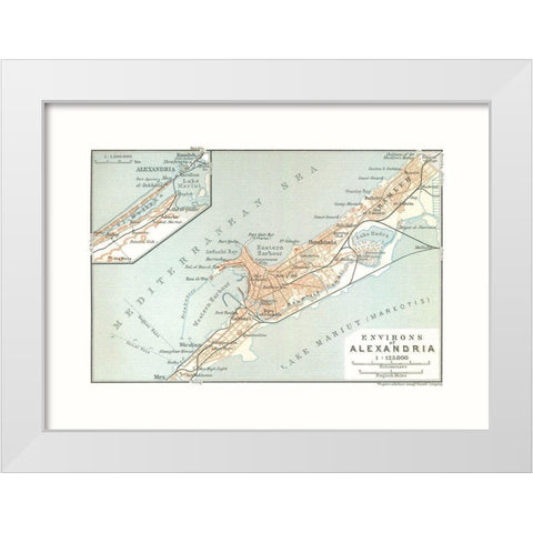 Alexandria Environs Egypt - Baedeker 1913 White Modern Wood Framed Art Print by Baedeker