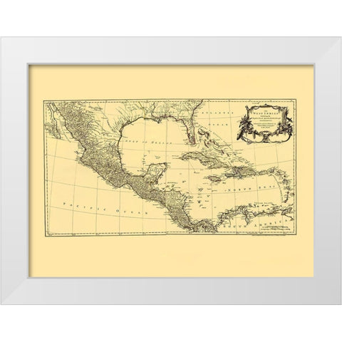 Americas Caribbean Gulf of Mexico - Jefferys 1760 White Modern Wood Framed Art Print by Jefferys