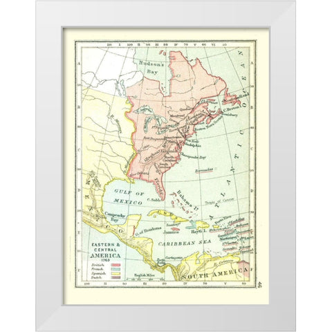 Eastern Central America - Gardiner 1763 White Modern Wood Framed Art Print by Gardiner
