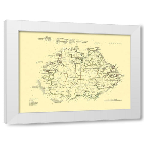 Antigua - Jefferys 1775 White Modern Wood Framed Art Print by Jefferys