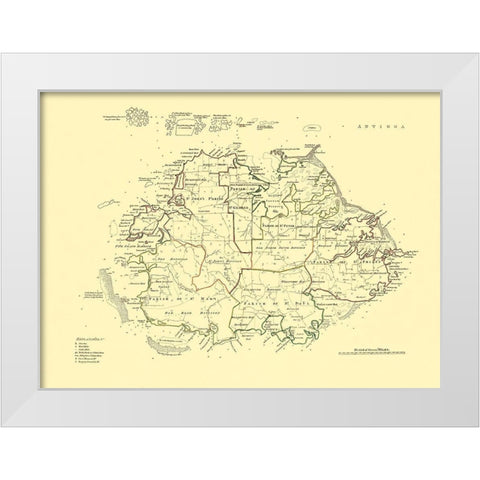 Antigua - Jefferys 1775 White Modern Wood Framed Art Print by Jefferys