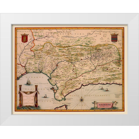 Andalusia Spain - Blaeu 1635 White Modern Wood Framed Art Print by Blaeu