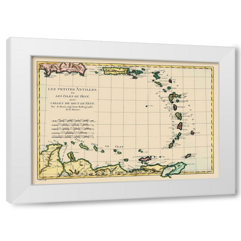 Antilles - Bonne 1787 White Modern Wood Framed Art Print by Bonne