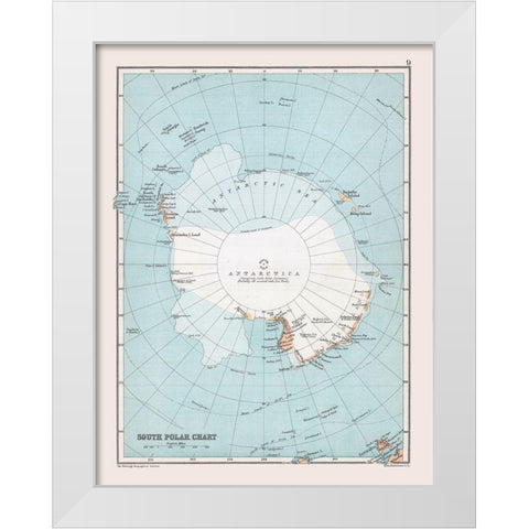 Antarctica - Bartholomew 1892 White Modern Wood Framed Art Print by Bartholomew