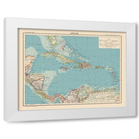 Antilles Central America Caribbean - Schrader 1908 White Modern Wood Framed Art Print by Schrader