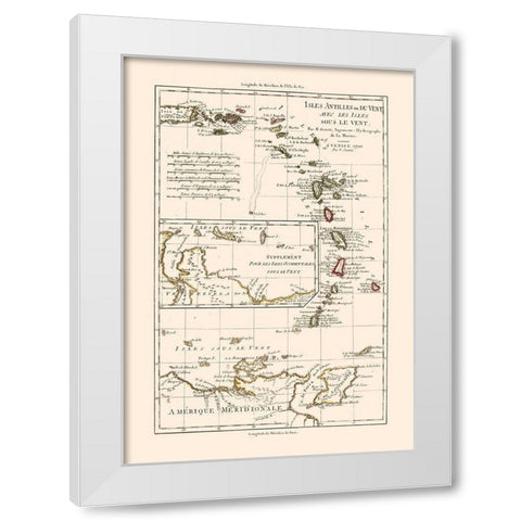 Lesser Antilles - Santini 1794  White Modern Wood Framed Art Print by Santini