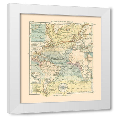 Atlantic Ocean - Perthes 1914 White Modern Wood Framed Art Print by Perthes