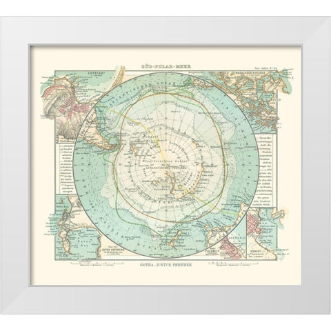 Antarctic Ocean - Perthes 1914 White Modern Wood Framed Art Print by Perthes