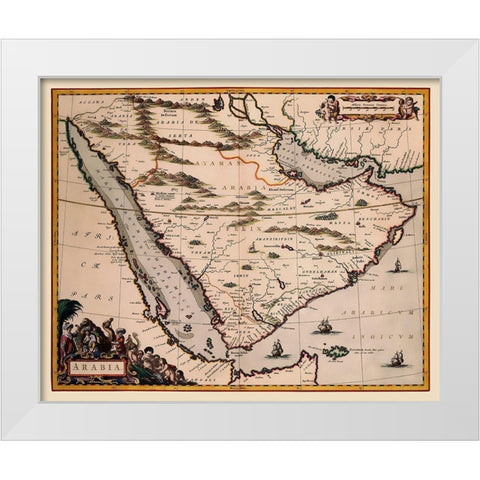 Arabian Peninsula Middle East - Blaeu 1662 White Modern Wood Framed Art Print by Blaeu