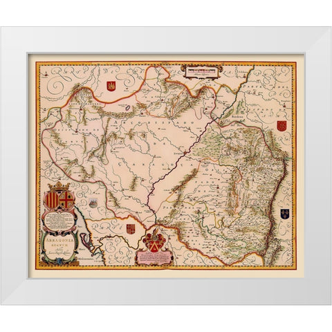 Aragon Spain - Blaeu 1638 White Modern Wood Framed Art Print by Blaeu