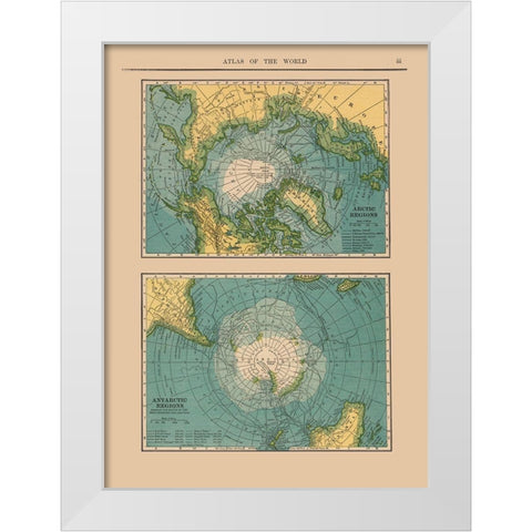 Arctic Antarctic Regions - Hammond 1910 White Modern Wood Framed Art Print by Hammond