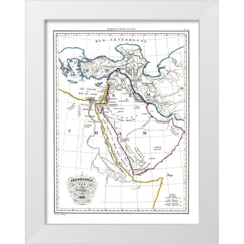 Hebrew Geography Arabia - 1831 White Modern Wood Framed Art Print by Unknown
