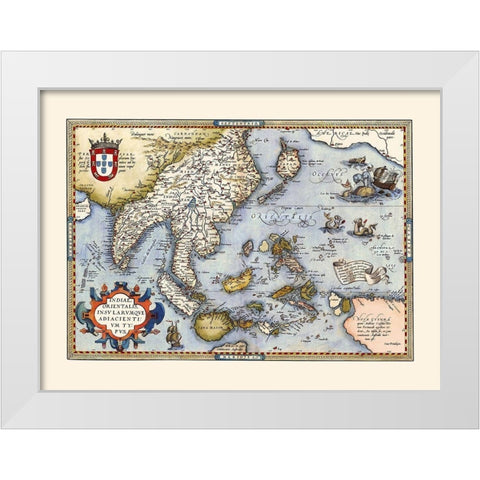 Southeast Asia Indonesia India - Ortelius 1570 White Modern Wood Framed Art Print by Ortelius