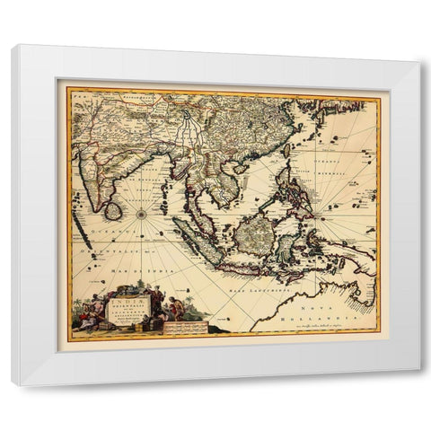 Southeast Asia with Oceania - Visscher 1681 White Modern Wood Framed Art Print by Visscher