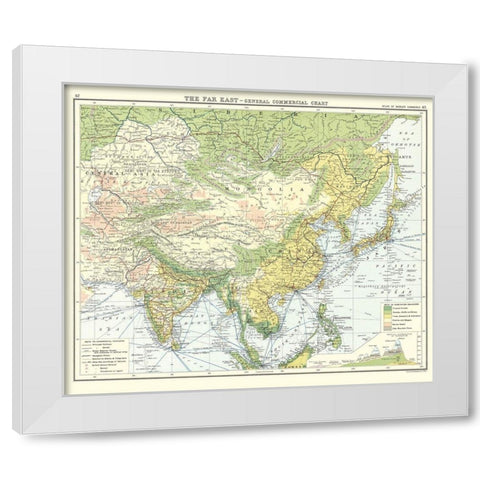 Asia Far East General Commercial Chart White Modern Wood Framed Art Print by Newnes