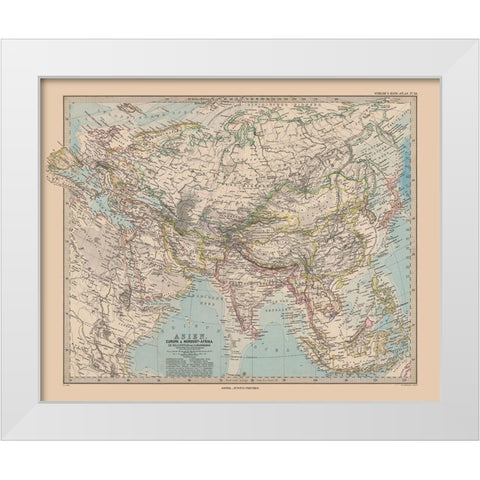 Asia - Stieler  1885 White Modern Wood Framed Art Print by Stieler