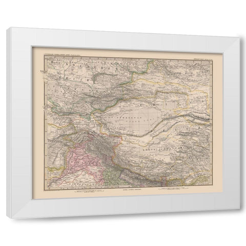 Central Asia - Stieler  1885 White Modern Wood Framed Art Print by Stieler