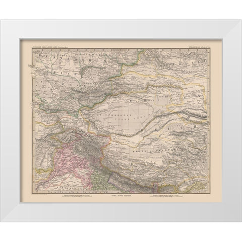 Central Asia - Stieler  1885 White Modern Wood Framed Art Print by Stieler