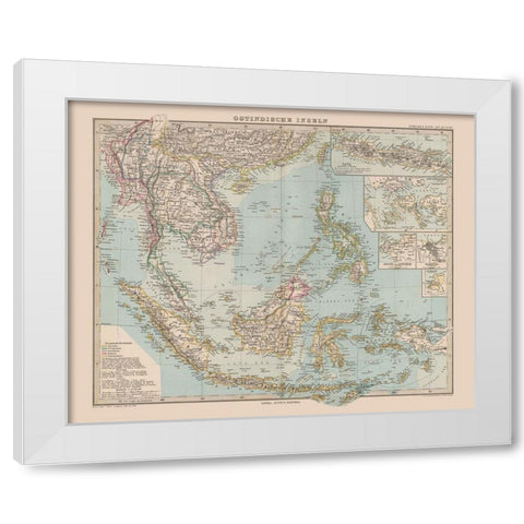 Southeast Asia - Stieler  1885 White Modern Wood Framed Art Print by Stieler