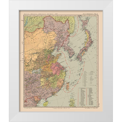 Asia China Japan Korea - Streit 1913 White Modern Wood Framed Art Print by Streit