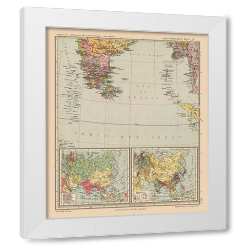 India Asia - Streit 1913 White Modern Wood Framed Art Print by Streit