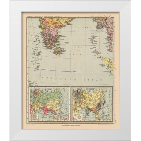 India Asia - Streit 1913 White Modern Wood Framed Art Print by Streit