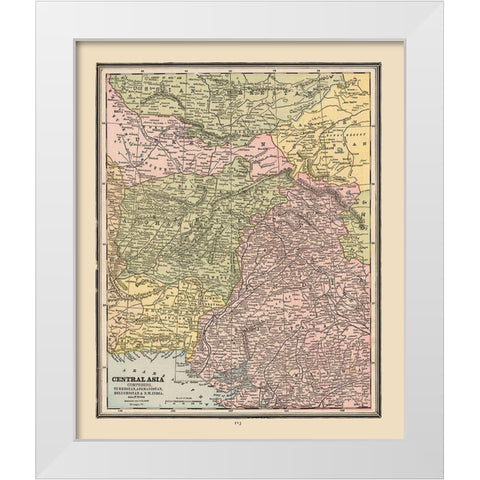 Central Asia - Cram 1888 White Modern Wood Framed Art Print by Cram