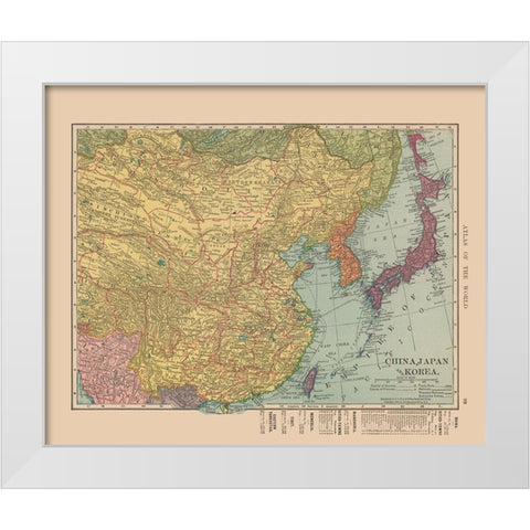 Asia China Japan Korea - Hammond 1910 White Modern Wood Framed Art Print by Hammond