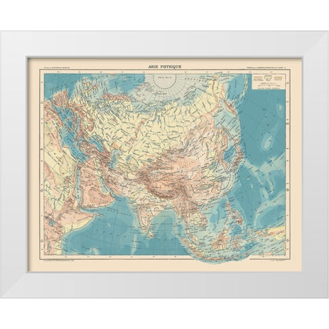 Physical of Asia - Schrader 1908 White Modern Wood Framed Art Print by Schrader