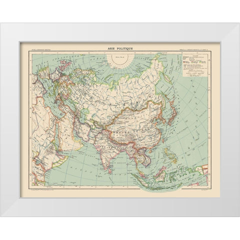 Political of Asia - Schrader 1908 White Modern Wood Framed Art Print by Schrader