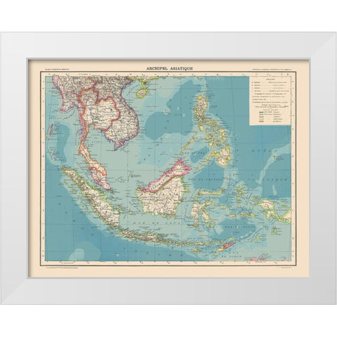 Asiatic Archipelago - Schrader 1908 White Modern Wood Framed Art Print by Schrader