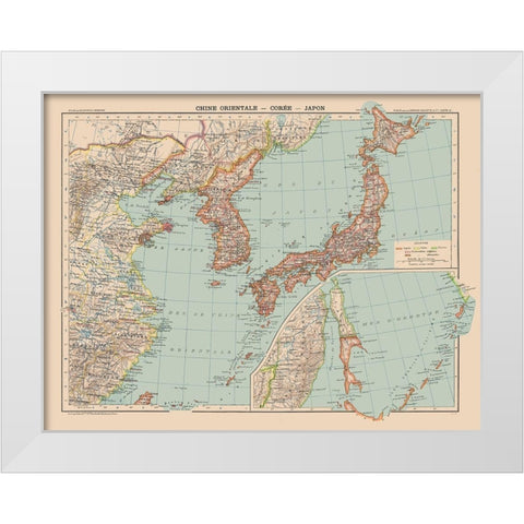 Asia China Korea Japan - Schrader 1908 White Modern Wood Framed Art Print by Schrader
