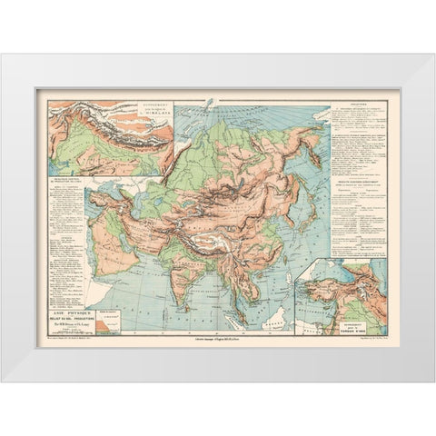 Asia Physical Terrain Floor - Drioux 1882 White Modern Wood Framed Art Print by Drioux