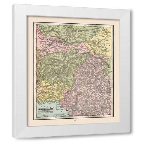 Central Asia - Cram 1892 White Modern Wood Framed Art Print by Cram
