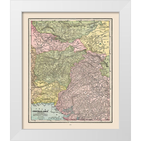 Central Asia - Cram 1892 White Modern Wood Framed Art Print by Cram