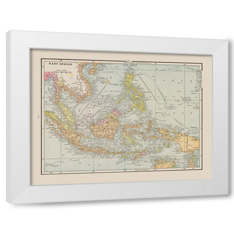 Asia East Indies - Cram 1892 White Modern Wood Framed Art Print by Cram