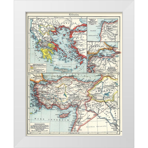 Asia Minor Greece - Putzgers 1897 White Modern Wood Framed Art Print by Putzgers