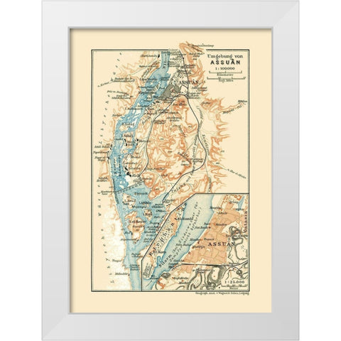 Africa Aswan Egypt - Baedeker 1913 White Modern Wood Framed Art Print by Baedeker