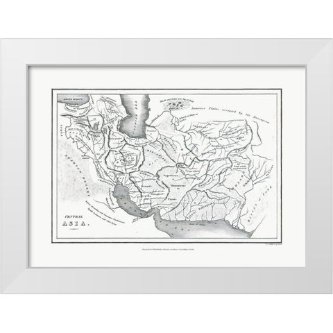 Central Asia - Oxford 1828 White Modern Wood Framed Art Print by Oxford