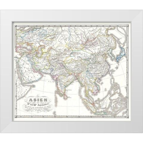 Asia 11-12 Centuries - Spruner 1855 White Modern Wood Framed Art Print by Spruner