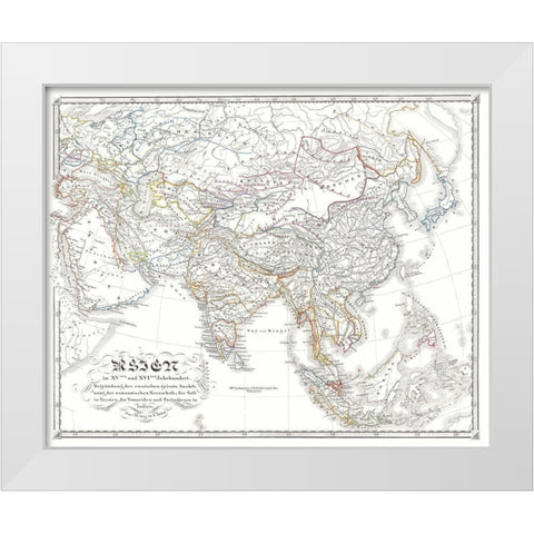 Asia 15-16 Centuries - Spruner 1855 White Modern Wood Framed Art Print by Spruner