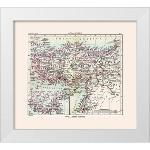 Asia Minor Middle East - Perthes 1896 White Modern Wood Framed Art Print by Perthes