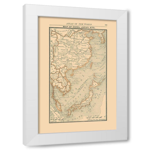 Asia China Japan Korea - Alden 1886 White Modern Wood Framed Art Print by Alden